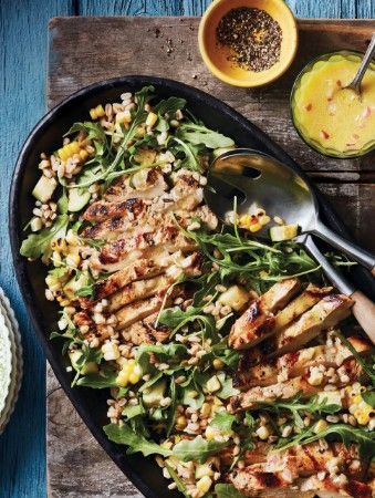 Chicken Farro Salad, Farro Salad With Chicken, Farro Chicken Salad, Chicken And Farro Recipes, Chicken Salad With Yogurt, Chicken Farro, Salad With Yogurt Dressing, Farro Salad Recipes, Farro Recipes