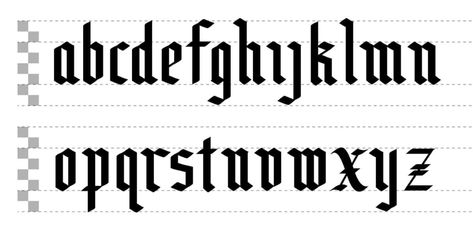 Blackletter 303: Lowercase Alphabet (Free Downloadable Guides) - Jake Rainis Blackletter Alphabet, Calligraphy Alphabet Tutorial, Calligraphy Writing Styles, Chalk Typography, Tattoo 2023, Gothic Lettering, Handwriting Alphabet, Lowercase Alphabet, Typography Alphabet