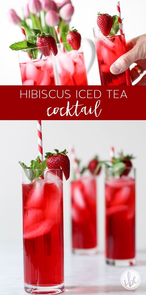 Hibiscus Iced Tea, Hibiscus Cocktail, Fuze Tea, Vodka Orange, Tea Cocktail Recipes, Alcoholic Treats, Iced Tea Cocktails, Tea Cocktail, Iced Tea Pitcher