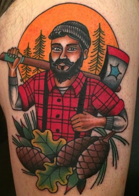 Lumberjack tattoo traditional Traditional Lumberjack Tattoo, Lumberjack Tattoo, Traditional Tattoo Meanings, American Traditional Rose, Traditional Shark Tattoo, American Style Tattoo, Traditional Tattoo Reference, Traditional Tattoo Outline, Jack Tattoo