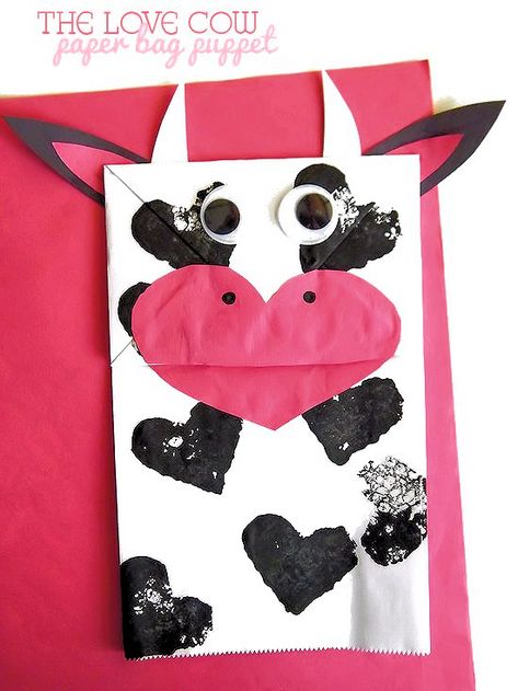 Do you know what animal doesn’t get enough attention on Valentine’s Day? Cows. They’re such funny creatures, too, big and bulky and slow, leisurely going about their day eating grass. I grew up with a herd of cows not very far from my house. Every once in awhile, one would make it’s way from the … Diy Valentine's Crafts, Funny Creatures, Cow Craft, Paper Bag Crafts, Valentine's Day Crafts For Kids, Bag Craft, Animal Crafts For Kids, Valentines Day Activities, Diy Valentines Crafts