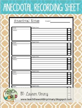 ANECDOTAL NOTES TEMPLATEUse this template to record observations and student progress in your classroom.Two versions included: single student and reading group. Includes space to write your observations and notes when working one-on-one with a student or in a small group. Student Observation Notes, Small Group Notes Template, Anecdotal Records Template, Anecdotal Records Preschool, Small Group Documentation Forms, Anecdotal Notes Template, Classroom Observation Checklist, Prek Assessment, Guided Reading Template