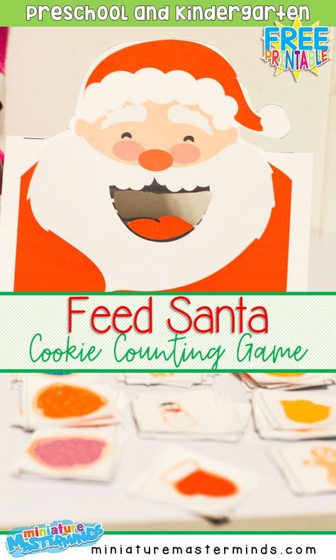 Feed Santa Cookies Free Printable Counting Activity For Preschool and Kindergarten ⋆ Miniature Masterminds Santa Activity, Christmas Activities For Toddlers, Christmas Learning, Preschool Christmas Activities, Activity For Preschool, Christmas Lesson, Counting Activity, Christmas Teaching, Winter Preschool