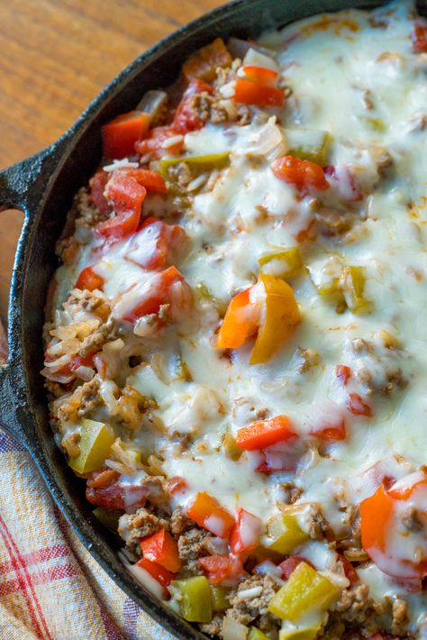 Stuffed Pepper Skillet, Pepper Skillet, Stuffed Peppers Beef, Electric Skillet Recipes, Cheesesteak Stuffed Peppers, Stuffed Pepper Casserole, Stuffed Pepper, Cast Iron Skillet Recipes, 12 Tomatoes