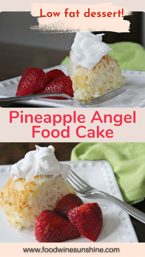 If you have these 2 ingredients and about 35 minutes, you can have yourself an amazingly delicious, and low fat dessert! This Pineapple Angel Food Cake is one of our favorite dessert recipes. 2 Ingredient Angel Food Pineapple Cake, Angel Food Cake Pineapple, Weight Watchers Angel Food Cake Cookies, Angel Food Cake Recipes 2 Ingredients, Angel Food Cake Topping Ideas, Angel Food Cake And Pineapple, Sugar Free Angel Food Cake Recipe, Pineapple Angel Food Cake Recipe, Angel Food Cake Recipes