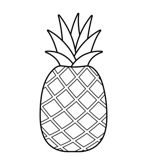 Pineapple Line Art, Pineapple Template, Pineapple Cartoon, Pineapple Drawing, Fruits Drawing, Fruit Vector, Hand Embroidery Art, Illustration Vector, Embroidery Art