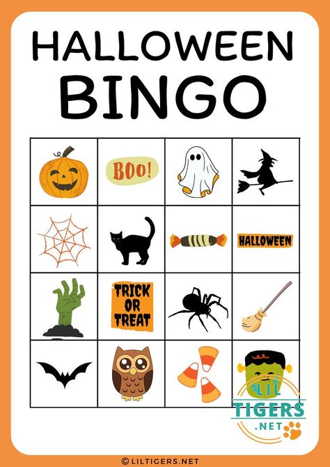 Free Printable Halloween Bingo for Kids Halloween Bingo For Kids, Preschool Halloween Games, Free Halloween Pictures, Halloween Bingo Free, Bingo Printable Free, Halloween Bingo Printable, Halloween Bingo Game, Halloween Bingo Cards, Free Printable Bingo Cards