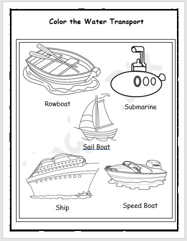 Transportation Vehicles Activity Workbook for Elementary Grade - EnglishBix Water Transport Activities For Preschool, Water Transportation Worksheet, Preschool Weather Chart, Coloring Worksheets For Kindergarten, Lkg Worksheets, Seasons Preschool, Water Transport, Transportation Worksheet, Preschool Weather