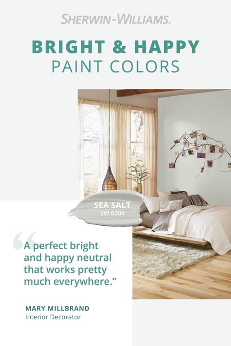 Sea Salt SW 6204 from Sherwin-Williams is a light, neutral paint color that always adds a sense of cheer. Mary Millbrand (@HeyMaryPins) recommends trying it on kitchen cabinets, living room walls or in the bedroom. Tap this pin for more on this hue and to find coordinating colors. #gray #neutrals #diy #paint #inspiration Sea Salt Coordinating Colors, Kitchen Cabinets Living Room, Sea Salt Paint Color, Salt Paint, Sea Salt Paint, Cabinets Living Room, Best Wall Paint, Neutral Wall Colors, Sea Salt Sherwin Williams