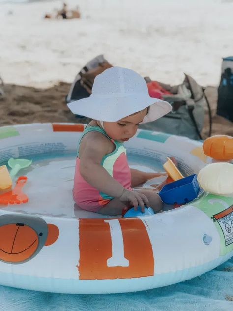 Baby Beach Tips, Beach With A Baby, Toddler Hacks, Beach Mom, Toddler Beach, Baby Pool, Going To The Beach, Beach Hacks, Beach Activities