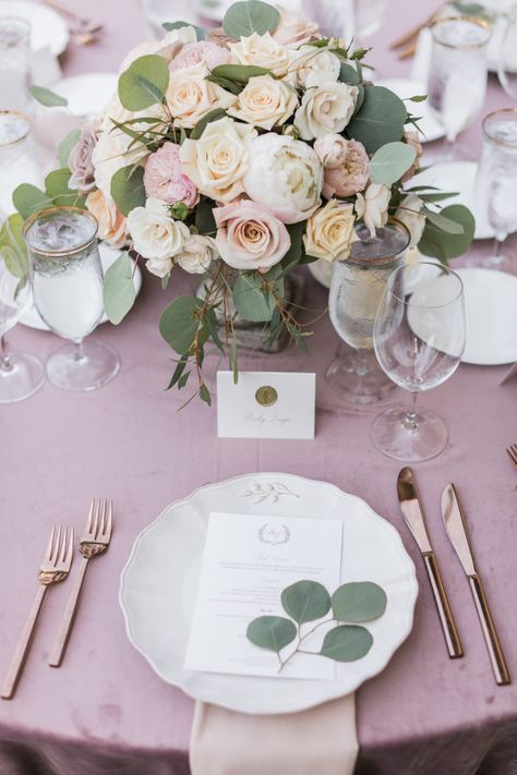 Want the Most Romantic Wedding Color Ever? Look No Further… – Style Me Pretty Mauve Wedding Colors, Romantic Wedding Colors, Mauve Bridesmaid, Mauve Bridesmaid Dress, Wedding Villa, Wedding Color Ideas, Mauve Wedding, Gold Cutlery, Velvet Rose