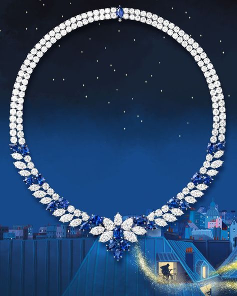 O starry night. A sparkling high jewelry sapphire and diamond necklace by Harry Winston illuminates the season. Harry Winston Necklace, Harry Winston Jewelry, Harry Winston Diamond, Sapphire Jewelry Set, Haute Jewelry, Bridal Diamond Necklace, Blue Sapphire Jewelry, Neck Pieces Jewelry, Expensive Diamond