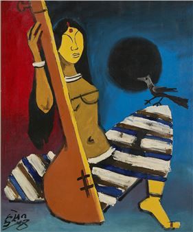 Untitled (Ragmala Series) - Maqbool Fida Husain Hussain Paintings, Mf Hussain Paintings, Mf Hussain, Ipad Painting, Indian Art Gallery, Creative Painting, Magazine Art, Art Market, Painting Projects