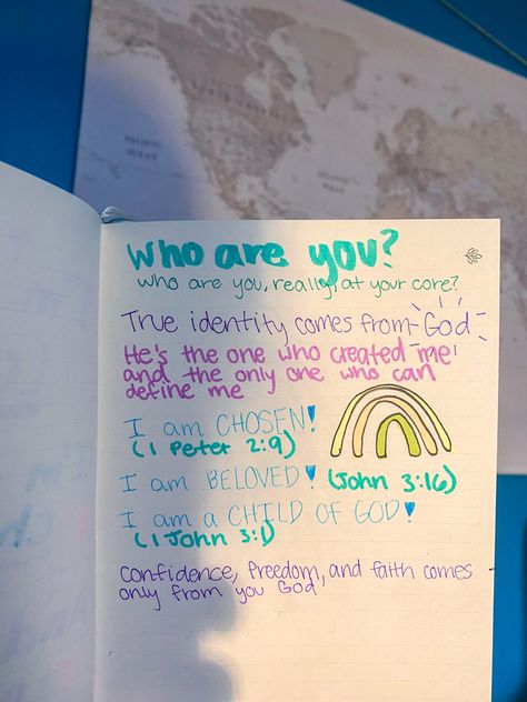 Sadie Robertson Bible Notes, Bible Study Journaling, Sadie Robertson, Inspire Bible, Inspire Bible Journaling, Bible Study Journal, Bible Notes, True Identity, Creative Journal