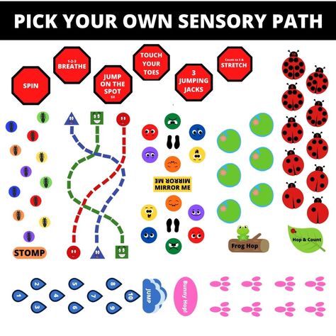 Shop - Fun Sensory Play Sensory School Room, Floor Sensory Path, School Floor Games, Sensory Path School Hallway Diy, Sensory Room Kindergarten, Printable Sensory Path, Cricut Sensory Path, School Sensory Path, Sensory Floor Path Ideas