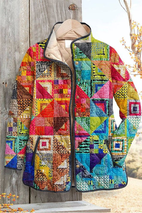 💥Give your loved ones the perfect gifts for them with our Best-Selling New Style products. 🎁Up To 49% OFF This Week Quilt Coat Pattern, Sweatshirt Jackets Patterns, Quilted Jacket Pattern, Quilted Clothing, Quilt Coat, Quilted Clothes, Quilt Jacket, Geometry Art, Patchwork Jacket