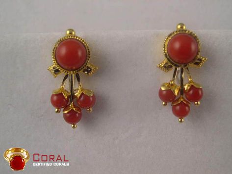 Grab this Red coral Earrings @ https://shop.coral.org.in/coral-gemstone-exporters-moonga-online/best-quality-moonga-coral-gemstone.html Piercing Bar, Gold Earrings For Kids, Earrings Kids, Small Earrings Gold, Coral Jewelry Set, Red Coral Earrings, Black Beads Mangalsutra Design, Gold Earrings Models, Gold Jewelry Stores