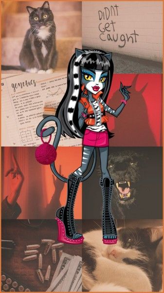 Monster High aesthetic Monster High Purrsephone And Meowlodyne, Monster High Aesthetic, High Aesthetic, Halloween 2024, Orange Pink, Monster High, Blue Orange, Fashion Dolls, Random Stuff