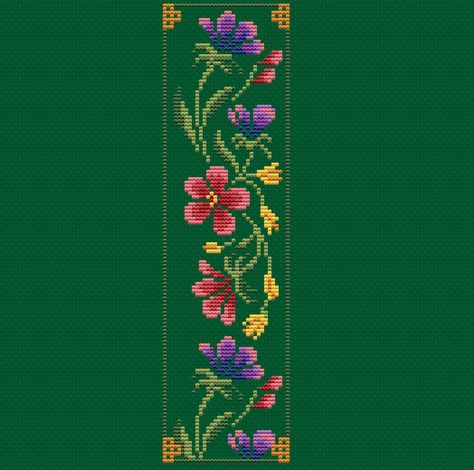 Bookmark Cross Stitch Pattern Wildflowers Instant Download - Etsy France Book Cross Stitch, Bookmark Cross Stitch Pattern, Cross Stitch Easy, Cross Stitch Cute, Bookmark Cross Stitch, Stitch Cute, Bargello Patterns, Nursery Cross Stitch, Floral Cross Stitch Pattern