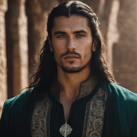 Long Hair Arabic Men, Character Inspiration Male, Fantasy Male, Fantasy Aesthetic, Fantasy Inspiration, Long Hair Styles Men, Medieval Fantasy, Book Inspiration, Male Art