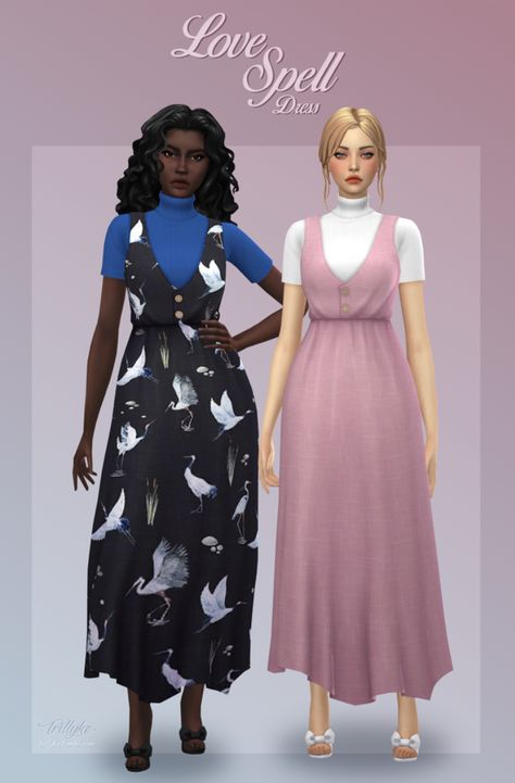 Sims 4 Cc Pinafore Dress, Sims 4 Cc Base Game Compatible Clothes, Spell Dress, Cc Shopping, Sims Inspiration, Sims 4 Challenges, Pelo Sims, The Sims 4 Packs, Sims 4 Mm Cc