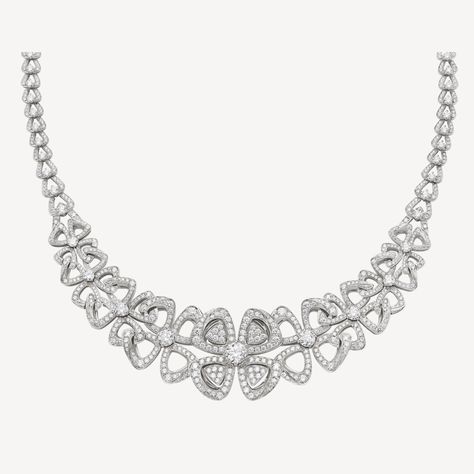 FIOREVER NECKLACE by Bvlgari Bvlgari Diamond Necklace, White Gold Necklace, Luxury Necklace, Gold Necklace Set, White Gold Necklaces, Quality Diamonds, Round Brilliant Cut Diamond, Brilliant Cut Diamond, Pave Diamonds