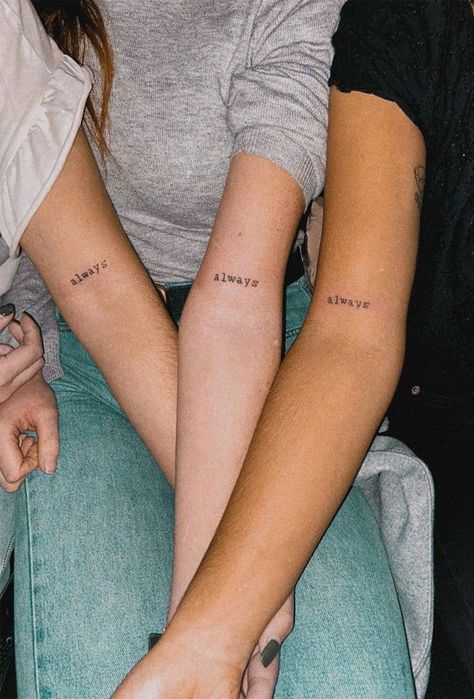 40 Tattoo Ideas with Meaning : Besties Tattoos I Take You | Wedding Readings | Wedding Ideas | Wedding Dresses | Wedding Theme Pair Tattoos, Tattoo Ideas With Meaning, Always Tattoo, Cousin Tattoos, Matching Friend Tattoos, Forever Tattoo, Tato Jari, Matching Best Friend Tattoos, Bestie Tattoo