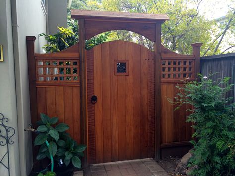 Arched top gate Garden Gates With Arch, Arched Garden Gate, Garden Gate With Arch, Arch Fence Gate, Arched Wooden Gate, Arch Gate, Wooden Fence Gate, Wood Fence Gates, Small Garden Shed