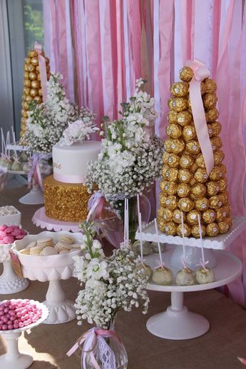 Style A Buffet, Gold Candy Bar, Gold Candy Buffet, Lolly Buffet, Gold Candy, Big Company, Gold Baby Showers, Dessert Buffet, Candy Table