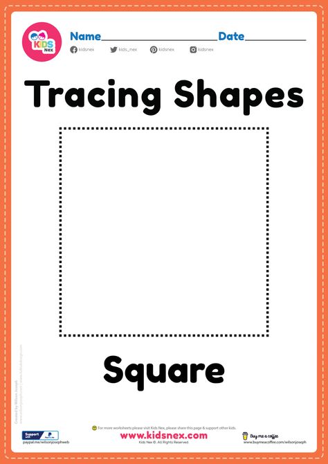 Tracing Square Shapes Worksheets - Free Printable PDF Square Tracing Worksheet, Square Worksheets Preschool, Lines For Kindergarten, Division Facts Worksheets, Square Worksheet, Circle Worksheet, Prek Learning, Preschool Shapes, Daycare Lesson Plans