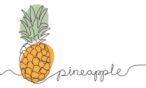 Drawing Pineapple, Pineapple Drawing, Cartoon Pineapple, Pineapple Vector, Pineapple Tattoo, Black Line Art, Cute Pineapple, One Line Drawing, Logotype Design