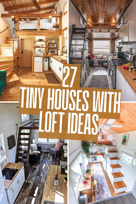 Discover 27 beautiful tiny houses with lofts that redefine small-space living! From cozy sleeping areas to functional office nooks, these loft designs are all about maximizing comfort and creativity. Learn how to incorporate light, optimize safety, and add your personal touch to your tiny home. Whether you’re dreaming of multi-functional spaces or ultimate coziness, these ideas will inspire your loft design. Click to explore these amazing small-space solutions! Space Saving Design Small Houses, Small Loft Ideas Upstairs Low Ceiling, Small Loft Storage Ideas, Tiny House With Stand Up Loft, Stairs In Tiny House, Closing Off A Loft Space, Tiny Cabins Interiors Loft, Tiny House Design Ideas, Tiny House Home Office