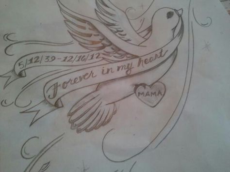 Another memorial tattoo. For my friend Teresa's Mama Dove Memorial Tattoo, Dove Tattoos, Remembrance Tattoos, Chest Tattoos For Women, Memorial Tattoo, Modern Tattoos, Memorial Tattoos, Chest Tattoo, Simple Tattoos