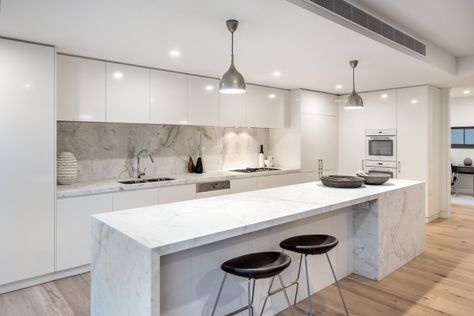 Residential Development, Kitchen Design Modern White, White Kitchen Design, Contemporary Kitchen Design, White Modern Kitchen, Kitchen Design Decor, Kitchen Room Design, Kitchen Inspiration Design, Wooden Kitchen