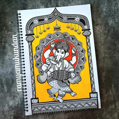 Ganpati Madhubani Painting, Madhubani Sketch, Madhubani Ganesha, Ganesh Drawing, Madhubani Paintings Peacock, Painting Madhubani, Ganesh Painting, Paint Shirt, Divine Art