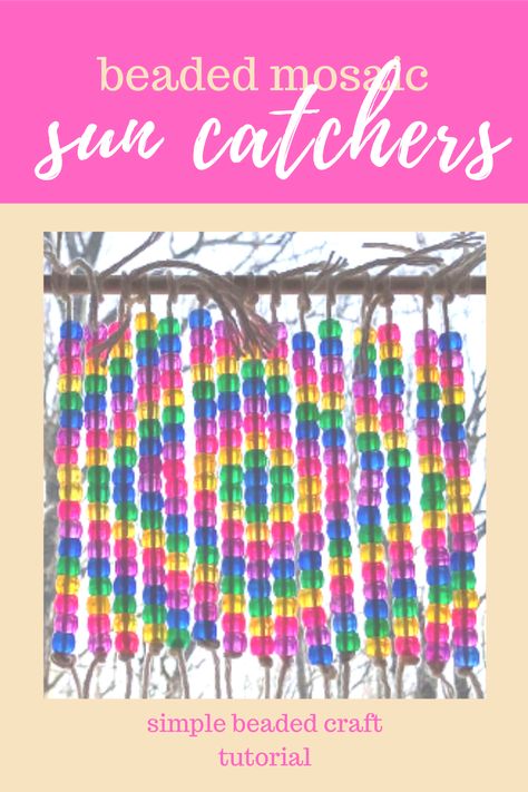 Crafts Using Tribeads, Yarn And Bead Crafts, Pony Bead Art Projects, Pony Bead Wind Chime, Things You Can Make With Beads, Crafts With Beads Projects, Crafts To Make With Beads, Beaded Sun Catchers Diy, Tri Beads Crafts Projects