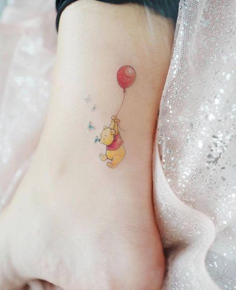 Pooh bear tattoo on the ankle. Winnie The Pooh Tattoo, Pooh Tattoo, Winnie The Pooh Tattoos, Full Moon Party, Shape Tattoo, Bear Tattoos, Muster Tattoos, Disney Tattoo, Butterfly Tattoos