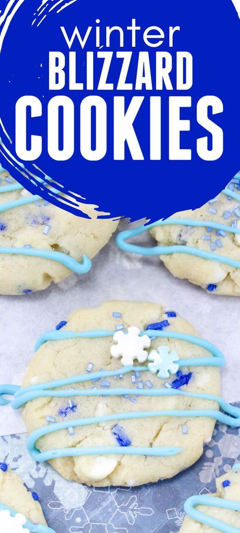 Easily create these fun Winter Blizzard Cookies with snowflake sprinkles, blue Jimmies, and blue sugar sprinkles for a yummy treat to help you pass the cold days of winter. They're perfect for a Christmas cookie exchange or a holiday party and the colors can be adjusted for additional holidays. Blizzard Cookies Recipe, Blizzard Cookies, Winter Cookies Recipes, Snowflake Sprinkles, Winter Blizzard, Best Christmas Cookie Recipe, Kids Cooking Recipes, Winter Cookie, Christmas Cookie Exchange