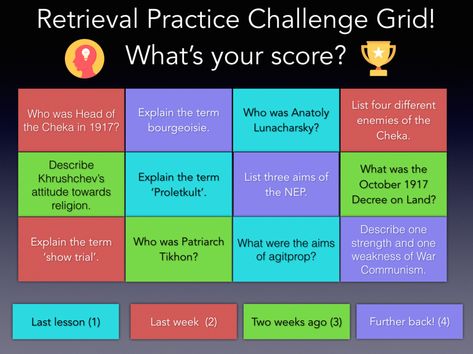 Retrieval practice is a research-based instructional strategy. Offering students the chance to remember content from the last lesson, last week and even earlier helps them retain the information. Retrieval Practice, The Last Lesson, Assessment Strategies, Grid Template, Kate Jones, Drama Teacher, Teachers Aide, Instructional Strategies, Instructional Coaching