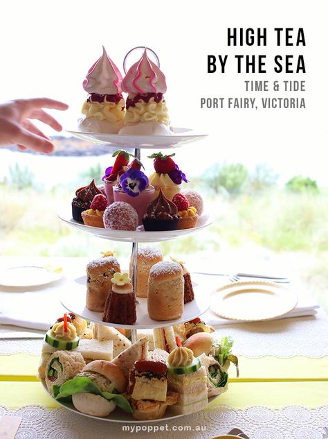 High Tea by the Sea - Time & Tide, Port Fairy | My Poppet Living Coastal Tea Party, Tea By The Sea, Beach Tea Party, Birdie Birthday, Tea Business, Tea Party Games, Dreamy Destinations, Port Fairy, Ladies Tea