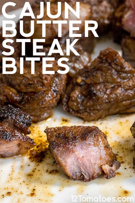 Cajun Butter Steak Bites?utm_source=12tomatoes Bourbon Steak Recipe, Cajun Butter Steak, Cajun Steak, Beef Recipes Easy Dinners, Bourbon Steak, Butter Steak Bites, Cajun Butter, Beef Dinners, Butter Steak