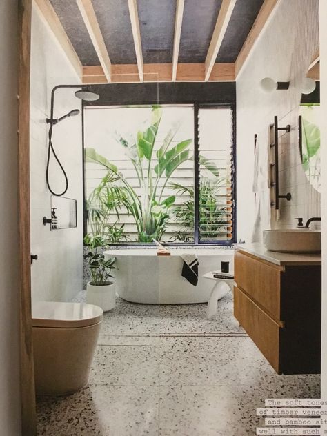 Behind Bathroom Door, Outdoor Greenery, Desert Chic, Large Window, Bathroom Plants, Bathroom Door, Bathroom Doors, Bathtub Shower, Home Reno