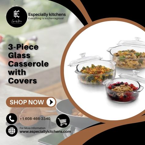 🍲 Upgrade your kitchen with this 3-Piece Glass Casserole Set, complete with covers! Perfect for baking, serving, and storing, these durable glass dishes bring versatility and style to every meal. Oven-to-table convenience at its best! 🍽️ Everything is kitchentagious! SHOP HERE NOW https://www.especiallykitchens.com/products/libbey-libbey-bakers-basics-3-piece-glass-casserole-with-covers?_pos=1&_sid=b0378559e&_ss=r 👉TEXT/CALL +1 608-466-3340 👉 www.especiallykitchens.com .. .. .. #especi... Casserole Set, Glass Dishes, 3 Piece, Oven, Bring It On, Baking, Glass, Quick Saves