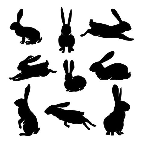 Silhouette animale dessinée à la main | Free Vector #Freepik #freevector #silhouette-animaux #lapin-illustration #silhouette-lapin #dessin-animaux Lapin Illustration, Rabbit Vector, Bunny Silhouette, Animal Silhouette, Vector Hand, Psd Files, Animal Drawings, Graphic Resources, Stained Glass