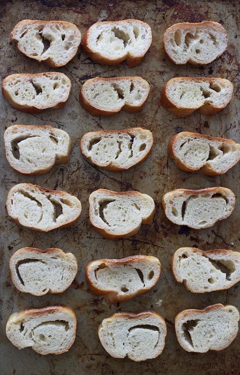 Goat Cheese and Prosciutto Crostini Two Ways - Cooking for Keeps Garlic Bagel Chips Recipe, Bagel Chips Recipe, Goat Cheese And Prosciutto, Prosciutto Crostini, Bagel Crisps, How To Make Bagels, Baked Tortilla Chips, Whipped Goat Cheese, Bagel Chips