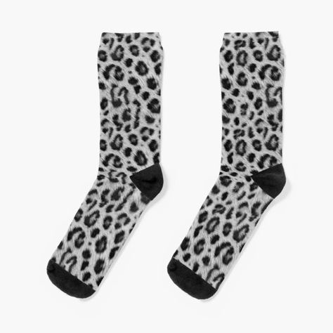 "Grey Leopard Fur" Socks by DGCustom | Redbubble Cheetah Skin, Animal Print Socks, Black And White Leopard, Spotted Animals, Fur Texture, White Leopard Print, Grey Leopard, Print Socks, Grey Leopard Print