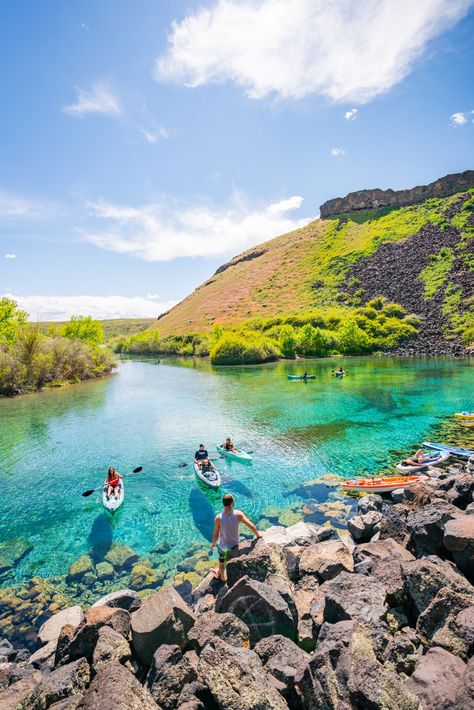 Blue Heart springs in Idaho – How to get to Blue Heart Springs – Earth To Sarah Idaho Hot Springs, Full Frame Camera, Wear Sunscreen, Twin Falls, Spring Resort, Standup Paddle, Blue Heart, Salt Lake City, Paddle Boarding