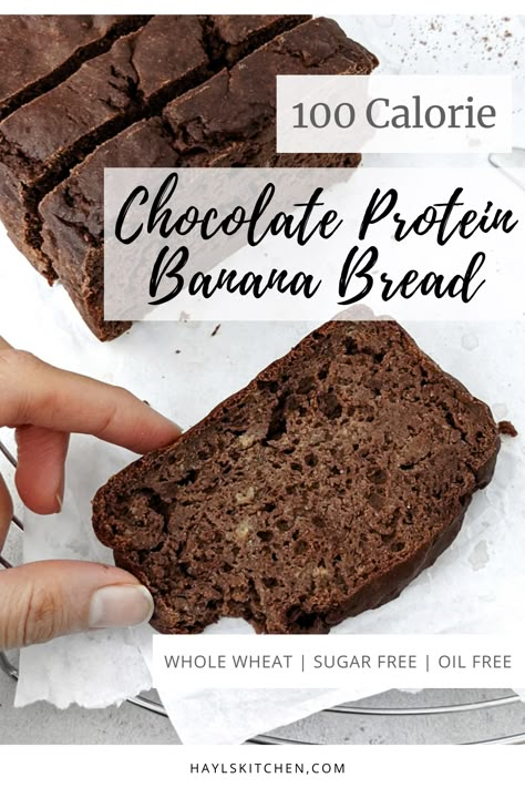 Protein Slice Healthy, Baking With Chocolate Protein Powder, Banana Bread Protein Powder, Protein Powder Bread Recipes, Chocolate Protein Banana Bread, Banana Bread With Protein Powder, Recipes With Chocolate Protein Powder, High Protein Banana Recipes, Protein Banana Recipes