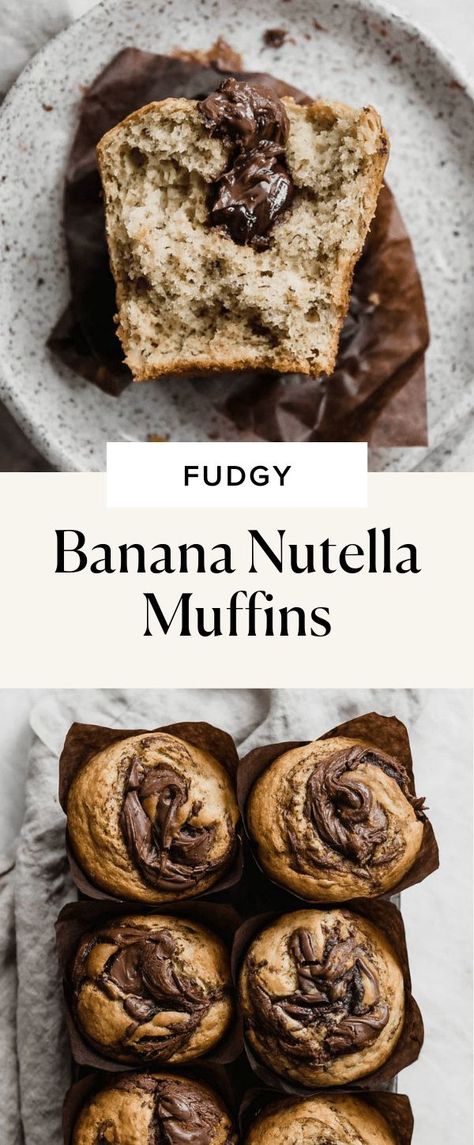 Decadent Muffin Recipes, Cafe Muffin Recipes, Muffin Recipes Unique, Amazing Baked Goods, Big Banana Muffins, Nutella Baked Goods, Filled Muffins Recipes, Giant Banana Muffins, Extra Large Muffin Recipes