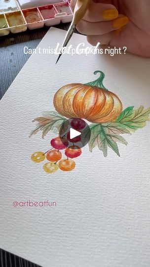 Paint Pumpkin, Art Beat, Pumpkin Season, Pumpkin Seasoning, Instagram Diy, Pumpkin Halloween, Painted Pumpkins, Watercolor Artist, Botanical Illustration